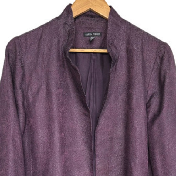 Eileen Fisher Gypsum Jacquard Long Stand Collar Jacket - Picture 3 of 11